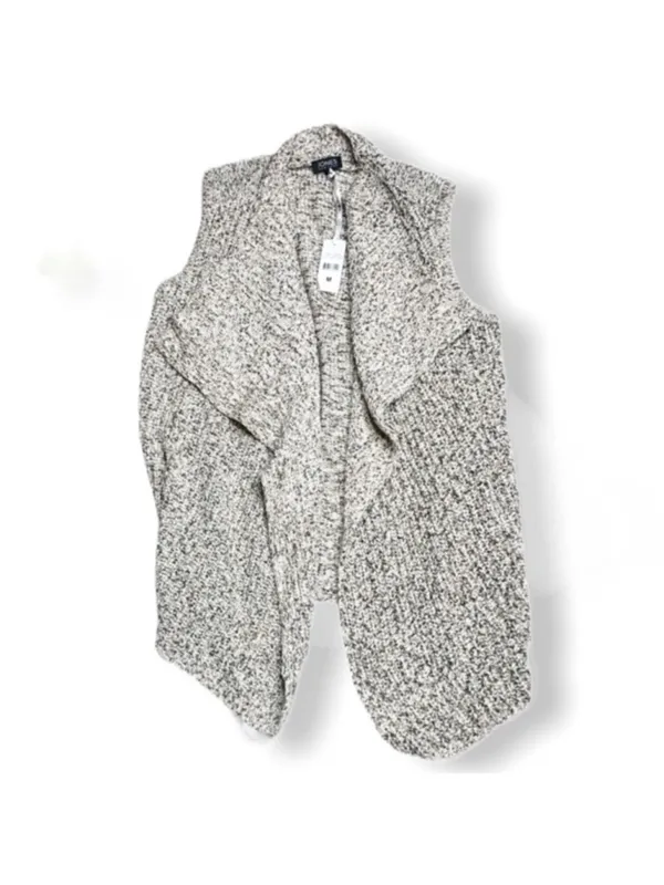 NEW Jones New York Black Cream & Gray Chunky Knit Waterfall Vest Medium NWOT - Image 2