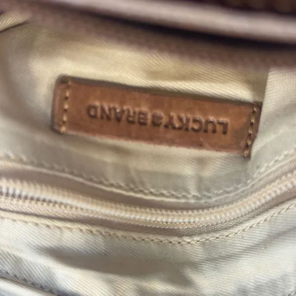 Lucky Brand Brown Leather Patchwork Crossbody Bag‎ Adjustable Strap Boho Western - Image 3
