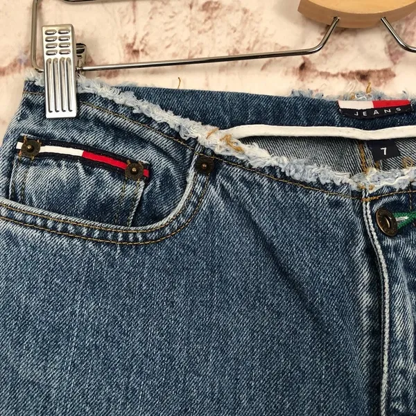 Vintage Tommy Jeans Frayed WB Hipster‎ Flare Jeans - Image 4