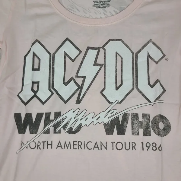 AC/DC Who Made Who Tour Scoop Neck Tee Recycle Karma T-Shirt Womens Shirt Sz‎ XS - Image 2