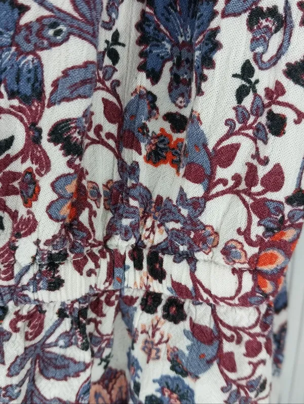 American Eagle Boho Floral Festival Hippie Peasant Concert Smocked Waist Romper - Image 6