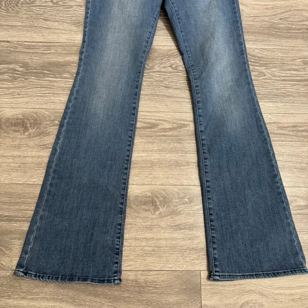 HM & Denim Women Jeans 29x30 High‎ Waist Mini Flare Medium Wash Blue Cotton Boho - Image 5
