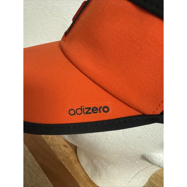 Adidas Hat Women's Adizero Hook & Loop Adjustable Orange/Black Visor ClimaCool - Image 2