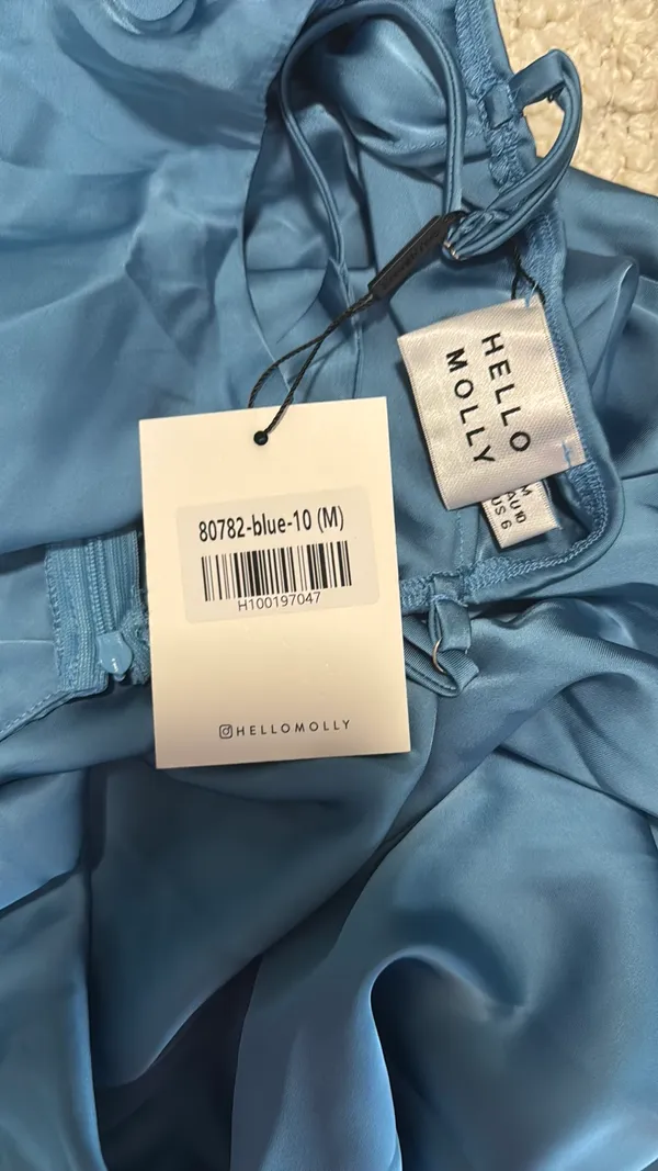 Hello Molly Dress Midi Blue Satin - Image 2