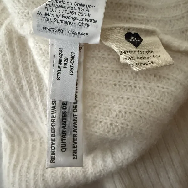 Madewell‎ XS Wool Long Sleeve Quarter Button Henley Pullover Sweater Beige Ivory - Image 9