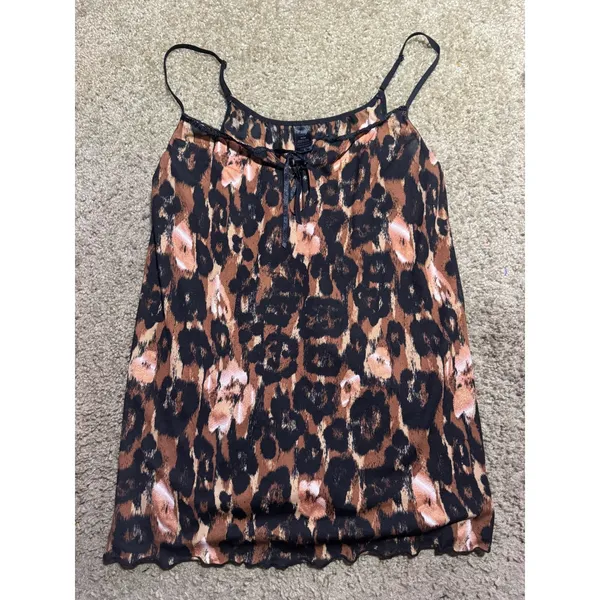 Smart & Sexy Leopard Print Camisole Top Brown Animal Print‎ Bow Detail Medium - Image 2