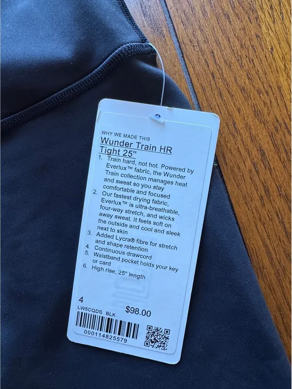 Lululemon Wunder Train High Rise 25” Black Size 4 NWT - Image 4