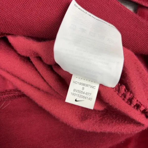 Nike Hoodie Womens Small Red Velour Pullover Cropped Hooded Lined Embroidered - Image 8