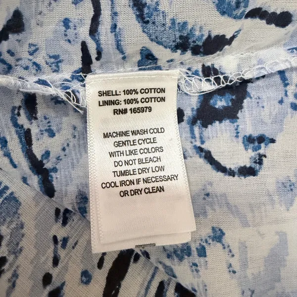 Cupio Skirt Medium Blue Peasant Boho Paisley Coastal Smocked Tiered 100%Cotton - Image 7