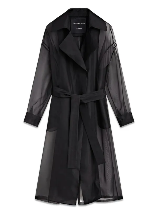 Technical organza trench coat with belt - Image 2
