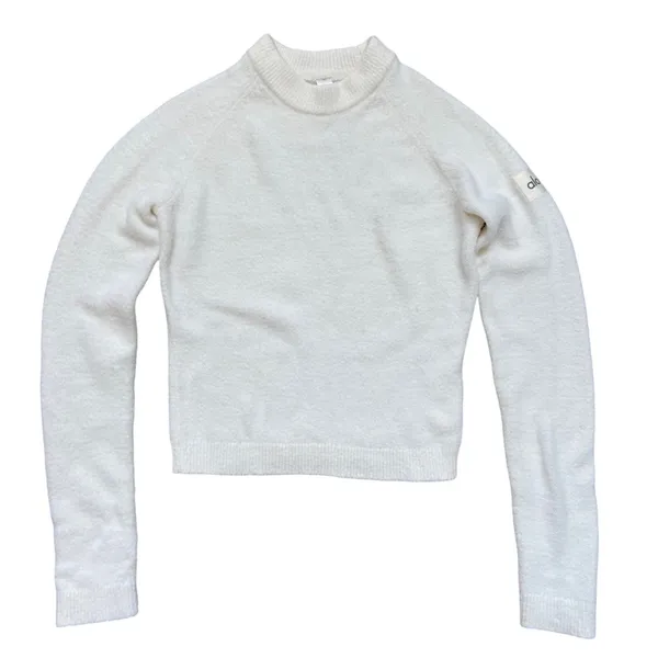 Alo Yoga Snuggle‎ Up Sweater M Cream Fuzzy Crewneck RARE Minimalist Soft Luxury - Image 3