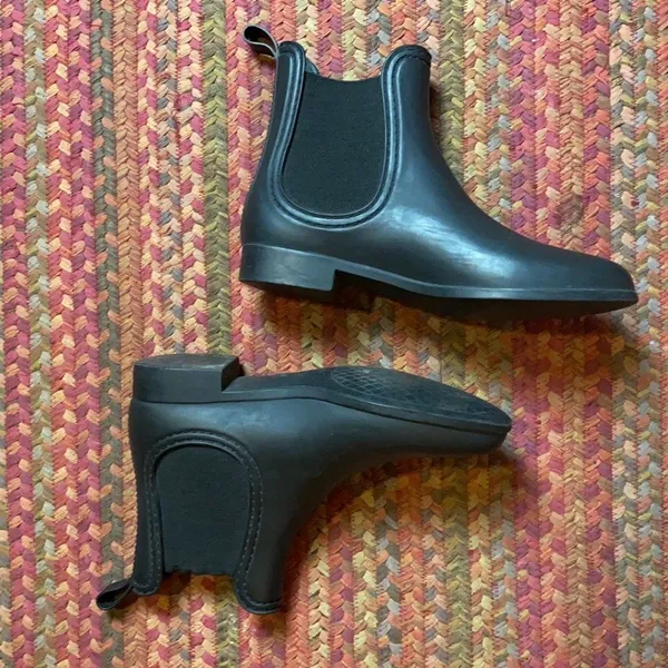 Jeffrey Campbell Black Chelsea Slip On Rubber Rain Booties - Image 4