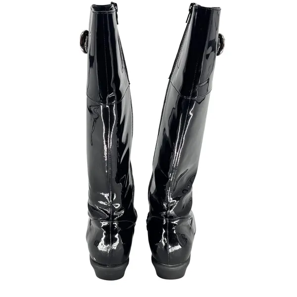 Cole Haan Nike Collab Waterproof Black Patent Leather Tall Boots Buckle Women 8B - Image 5