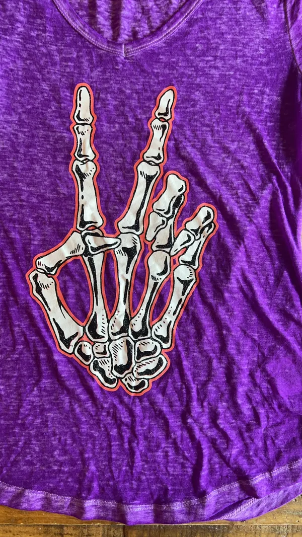 All Access Skeleton Hand Purple Shirt Juniors, Size S (3/5) - Image 2