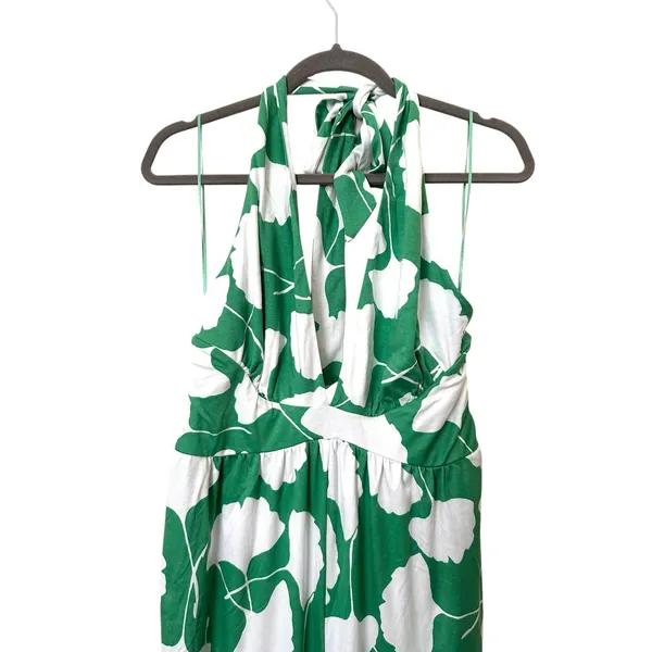DIANE VON FURSTENBERG X TARGET Floral Halter Jumpsuit Ginkgo Green Large - Image 5