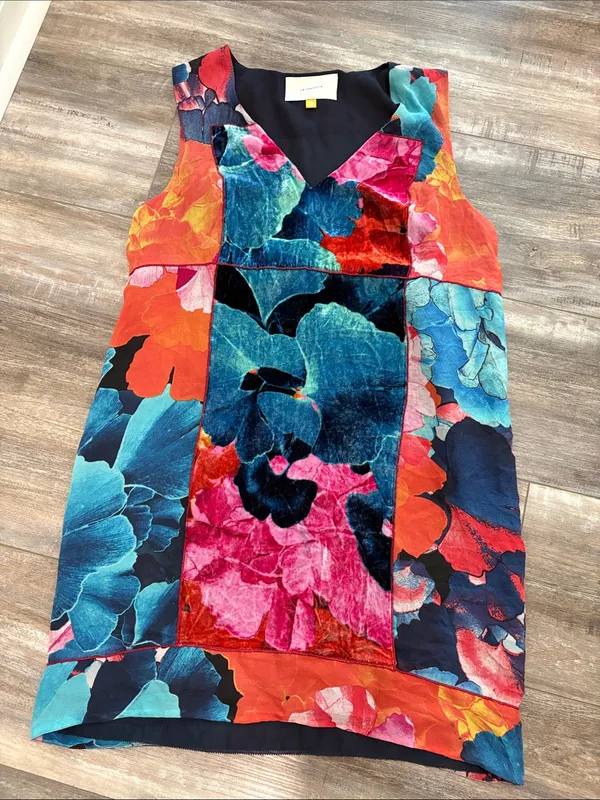 ANTHROPOLOGIE Leifsdottir Night Peony Silk Velvet V Neck Sleeveless Dress 14 - Image 4