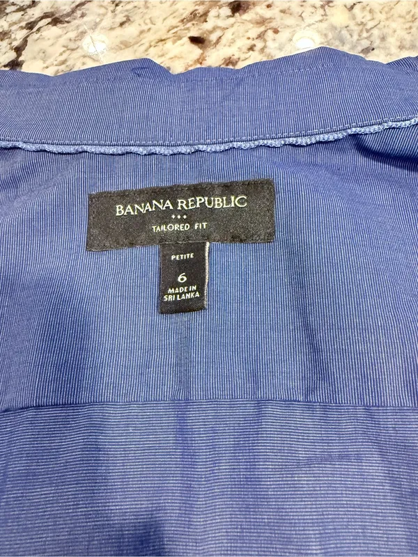 NWT Banana Republic Tailored Fit Shirt 6 Petite Blue Stripe Button Down - Image 4