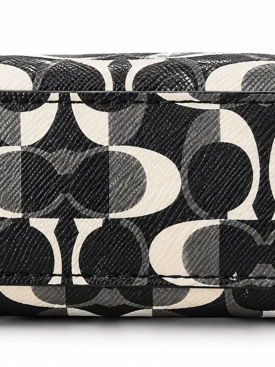 Coach Black Gray Cream Op Art Cosmetic Makeup Pouch - Image 3