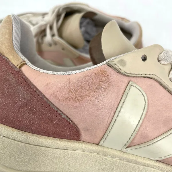 Veja V-10 Multico Colorblock Sneaker Suede Leather Pastel Pink Blue Cream Size 8 - Image 15