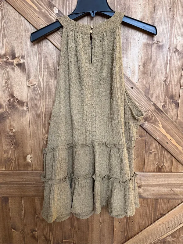 Timing Women’s 2X Brown Textured Tiered Sleeveless Boho Tunic Top(9342) - Image 5