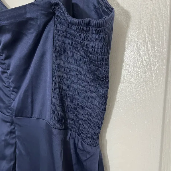 AQUA Strapless Navy Blue Ruffle Maxi Dress | size XL - Image 5