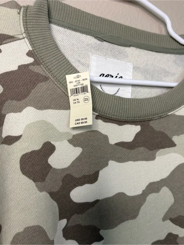 Aerie new Camo Print Crewneck Sweatshirt - Green/Tan/White XL cotton loungewear - Image 2