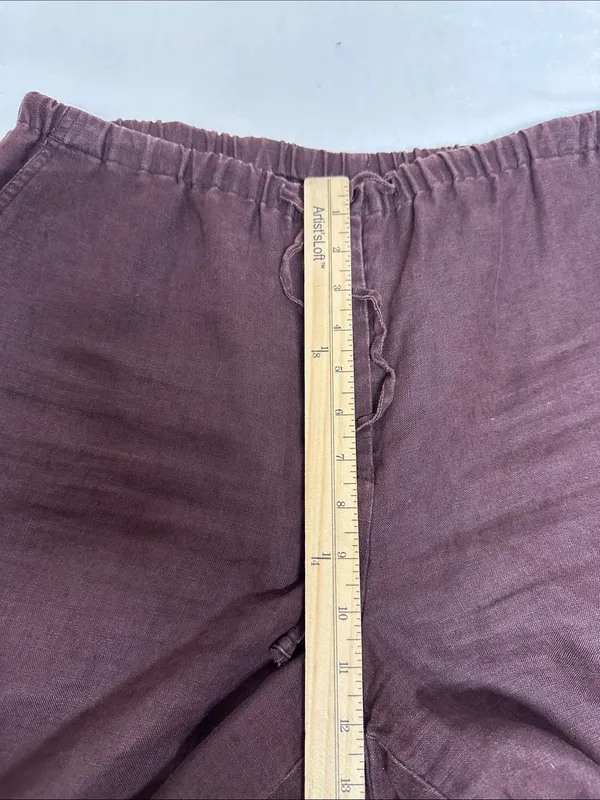 Women's Cropped Elastic-Waist Pants in Deep Brown 100% washable linen - Image 7