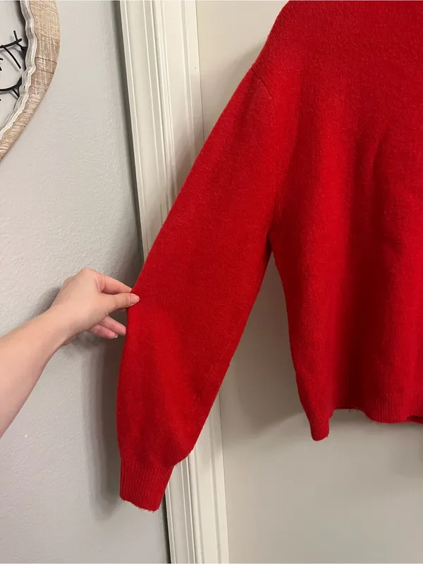 GRLFRND Katherine Red Rhinestone Collar Knit Sweater Small - Image 5