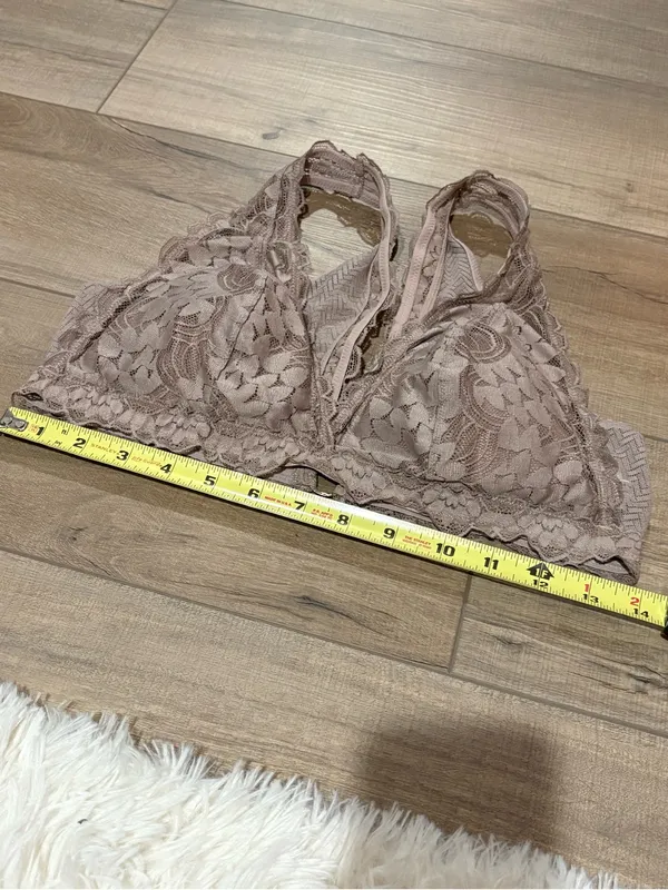 Aerie lace O ring mesh‎ bralette nude beige size large - Image 5