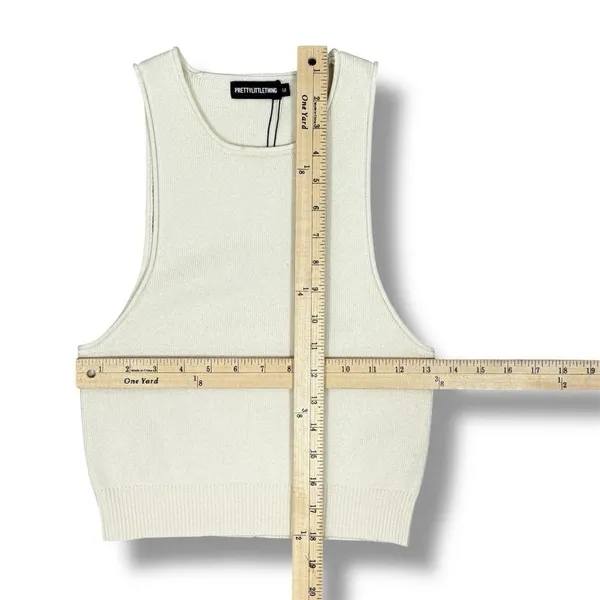 Pretty‎ Little Thing Ribbed Knit Racer Back Crop Tank Top Cream Medium - Image 11
