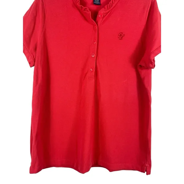 Polo Jeans Co Ralph Lauren XL Coral Ruffle Polo Shirt Cotton Short Sleeve - Image 4
