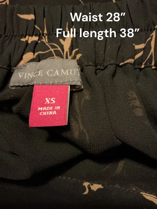 Vince Camuto Floral Maxi Skirt Black Beige High Waist Elastic Size XS Length 38" - Image 2