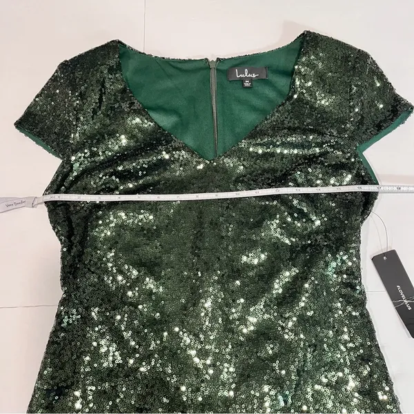 NWT Lulus Kasson Green Sequin Bodycon Mini Dress‎ MEDIUM - Image 9