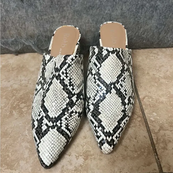 Rohb by Joyce Azria Woman 7 "Willow" faux snakeskin print block heel mules‎ - Image 6