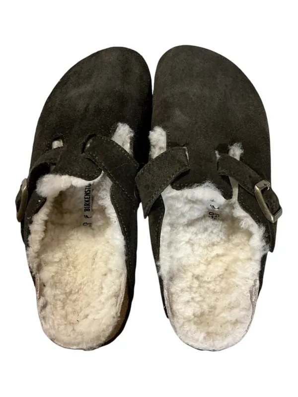 Birkenstock Boston Black Suede Shearling-Lined Clogs - Size 40 - Image 4