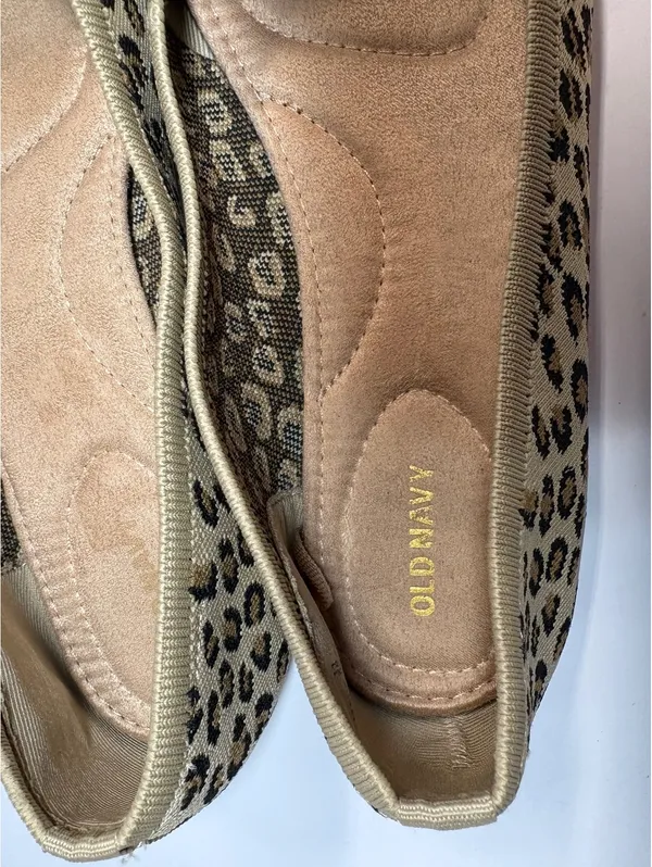 Old Navy Women’s Leopard Print Knit Ballet Flats Size 11 Tan Black - Image 5