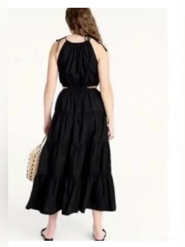 J.CREW HALTER MAXI DRESS, SIDE POCKETS, BLACK RUFFLES - Image 2