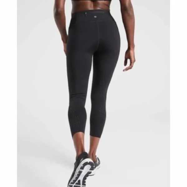 Athleta Black Mid Rise Velocity Laser Cut Capri Leggings XSP - Image 2