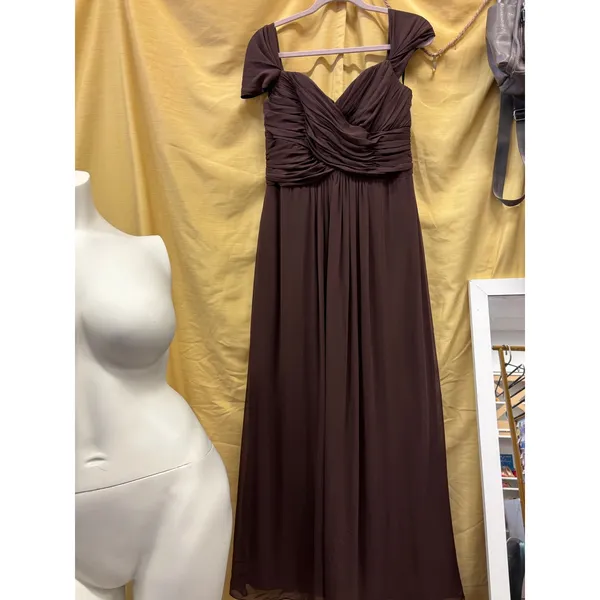 Dessy Collection Vivian Diamond‎ Espr. Brown Bridesmaid Gown Dress 1D22 Size 12 - Image 8