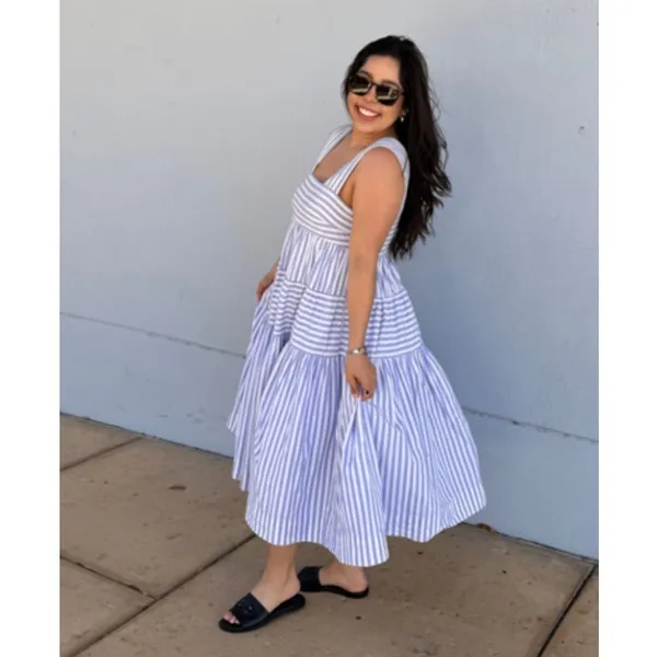 BY ANTHROPOLOGIE Helena Square Neck Tiered Midi Dress Size Small - Image 4