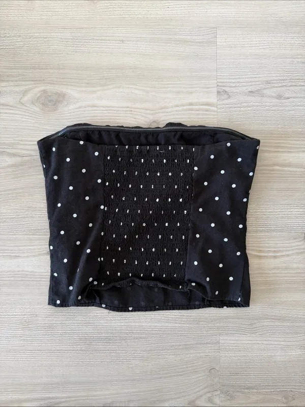 Pretty Garbage Black Polka Dot Strapless Crop Top Size M - Image 3