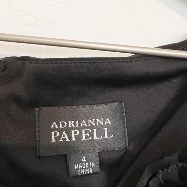 Adrianna Papell Rosette Dress Size 4 Black 3D Floral Elegant Wedding‎ Guest Prom - Image 4