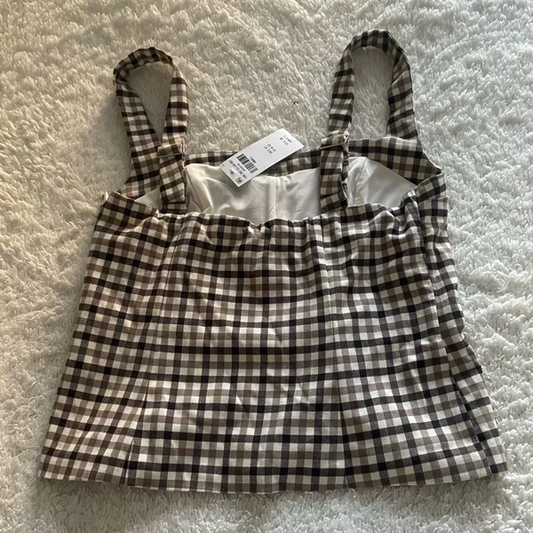 NWT Abercrombie & Fitch Sweetheart Corset Brown Plaid - Image 2