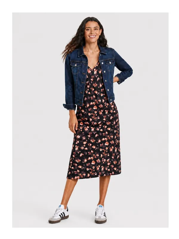 NWT Target A New Day Black Floral Print Midi Slip Dress Size M - Image 9