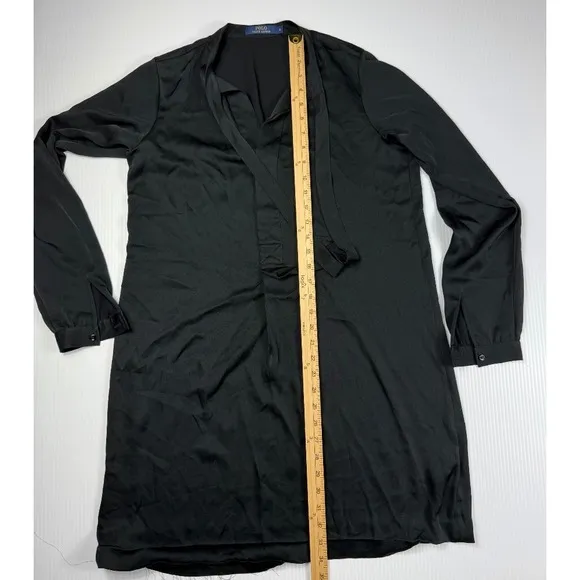 Polo Ralph Lauren Dress Tie Neck Long‎ Sleeve Black Dress Size 6 - Image 4