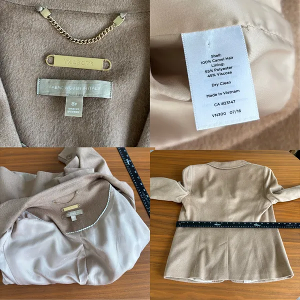 Talbots Blazer 8P Camel Hair Coat Italian Fabric Preppy Old Money Capsule Office - Image 4