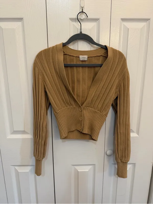 Aritzia Wilfred Plunge Front Cardigan Brown Size Medium - Image 2