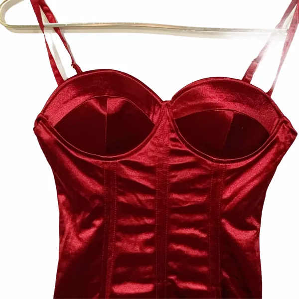 Blashe Size Small Red Bodycon Bra‎ Cup Ruched Midi Dress - Image 2