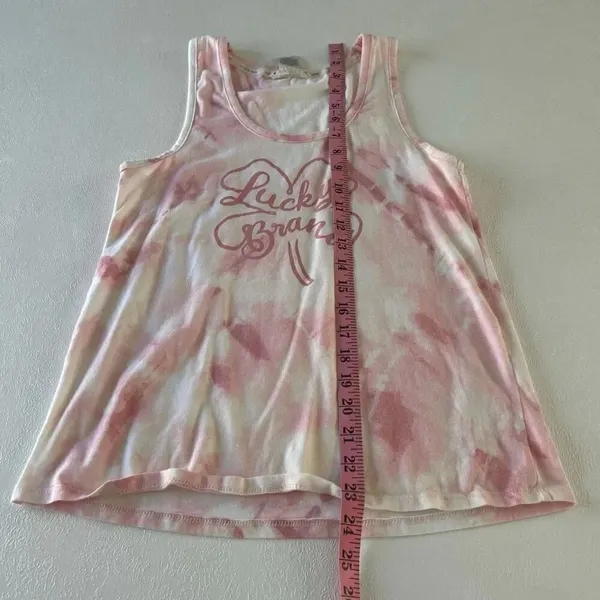 Lucky Brand Pink Tie Dye Tank Top Size Medium | Graphic Clover Logo | Soft Cotto - Image 5