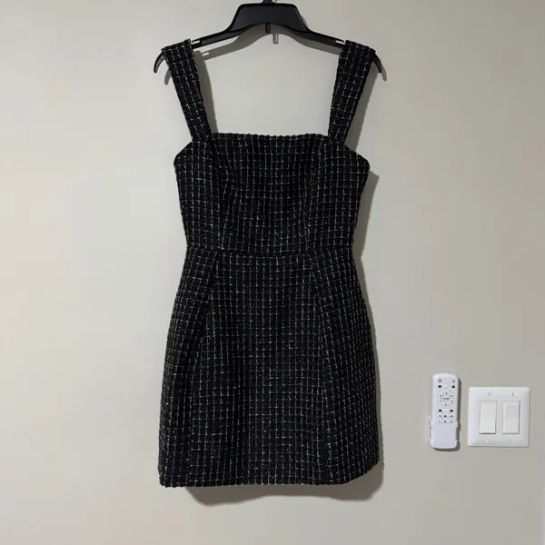NWT ELLIATT Galadirel Check Tweed Minidress Black Size Small - Image 3